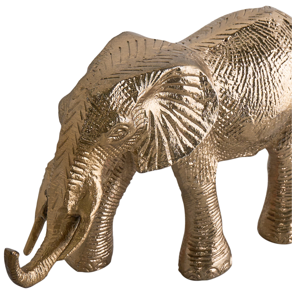 Set di 2 figurine decorative Elefante animale in metallo dorato per la visualizzazione di ornamento decorativo