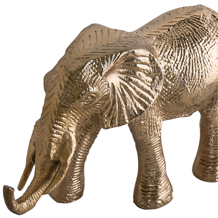 Set di 2 figurine decorative Elefante animale in metallo dorato per la visualizzazione di ornamento decorativo