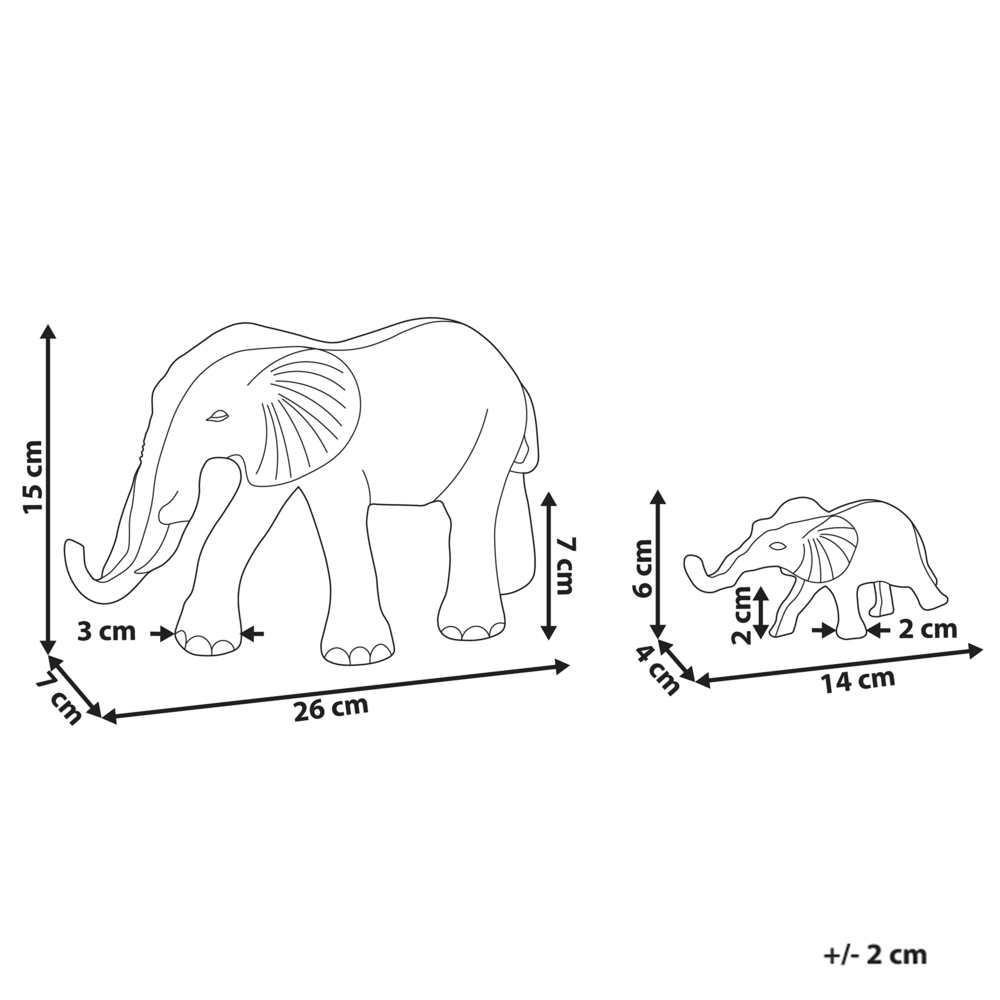 Set di 2 figurine decorative Elefante animale in metallo dorato per la visualizzazione di ornamento decorativo
