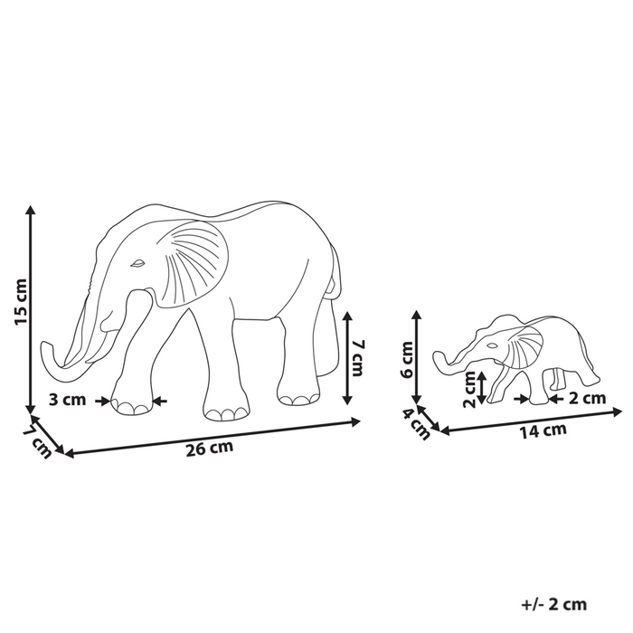 Set di 2 figurine decorative Elefante animale in metallo dorato per la visualizzazione di ornamento decorativo
