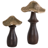 Set di 2 statuette decorative Elefante in legno e metallo nero e oro per l'esposizione di ornamenti decorativi