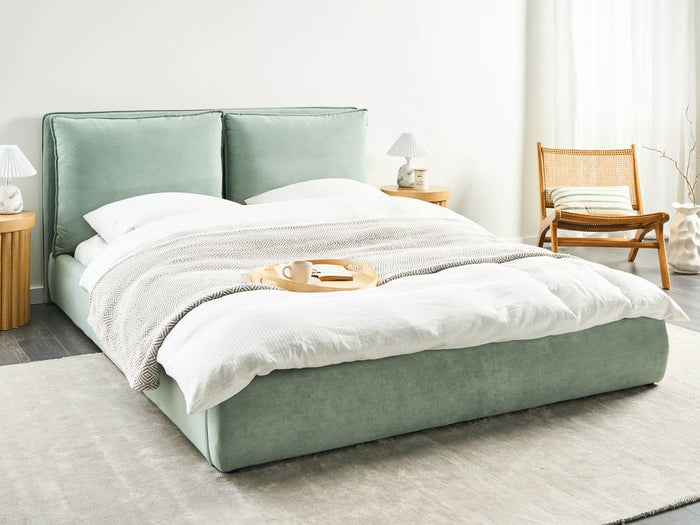 Letto matrimoniale ad acqua tessuto verde menta 160 x 200 cm camera da letto moderna