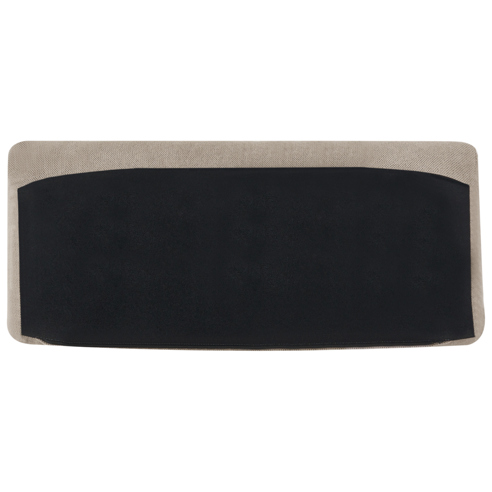 Divano angolare in tessuto a 5 posti con braccioli e gambe in legno tortora in stile moderno