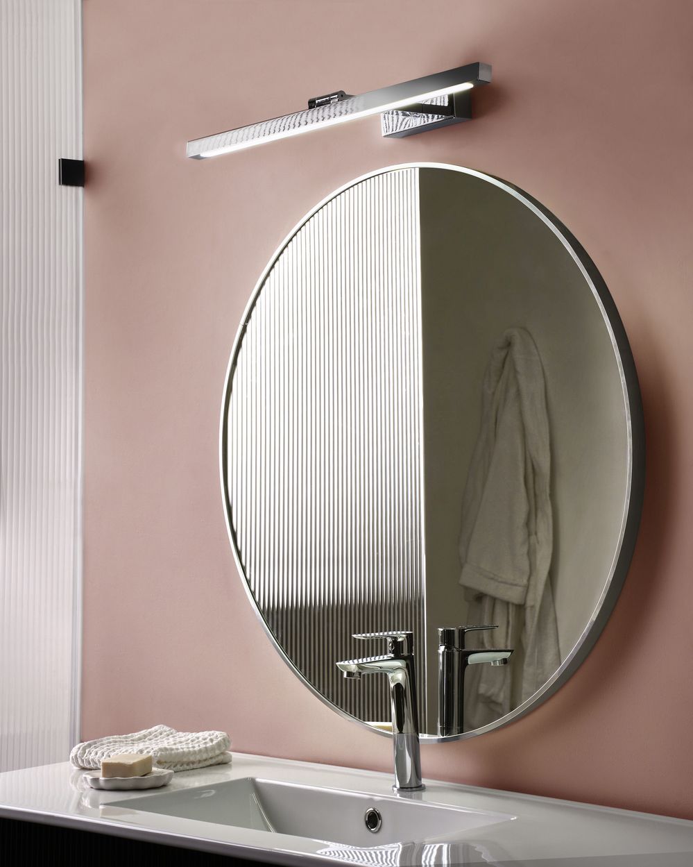 Lampada specchio luce argento polvere rivestito LED metallo orizzontale bagno soggiorno moderno lampada da parete