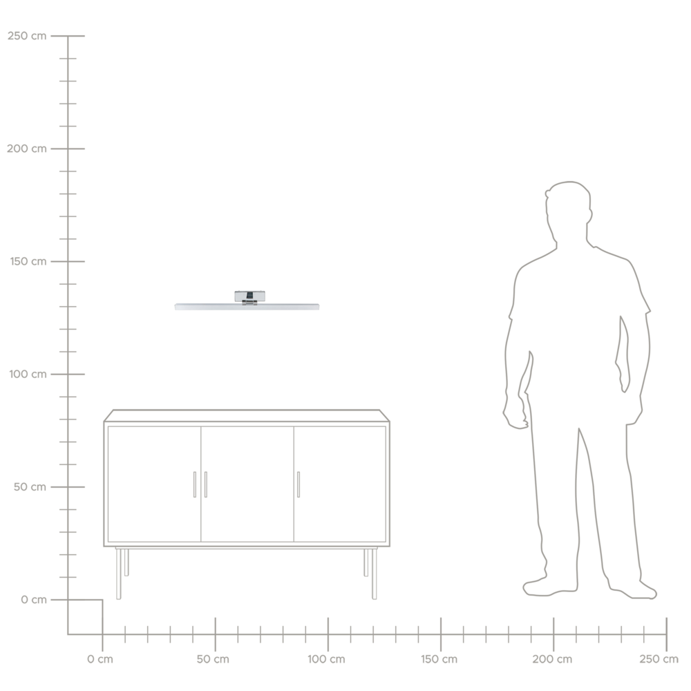 Lampada specchio luce argento polvere rivestito LED metallo orizzontale bagno soggiorno moderno lampada da parete