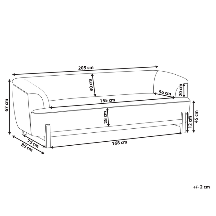 Divano a 3 posti imbottito in poliestere grigio scuro con gambe in legno Soggiorno in stile moderno