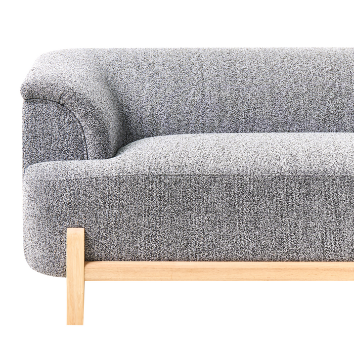 Divano a 3 posti imbottito in poliestere grigio scuro con gambe in legno Soggiorno in stile moderno