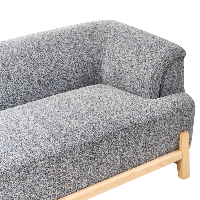 Divano a 3 posti imbottito in poliestere grigio scuro con gambe in legno Soggiorno in stile moderno