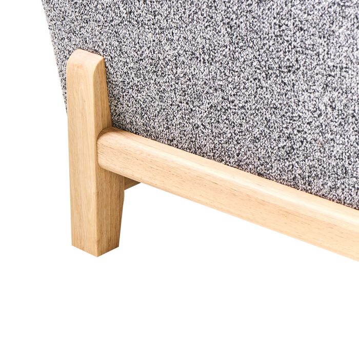 Divano a 3 posti imbottito in poliestere grigio scuro con gambe in legno Soggiorno in stile moderno