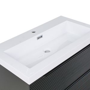 Mobile da bagno sospeso con lavabo in legno MDF e contenitore 80 cm Nero design moderno