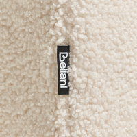 Poltrona imbottita accogliente con seduta spessa e morbida in bouclé beige chiaro stile moderno