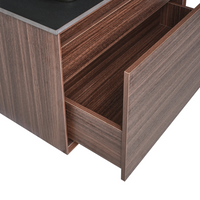 Mobile da bagno sospeso con lavabo in legno ingegnerizzato con contenitore 80 cm Marrone scuro design moderno