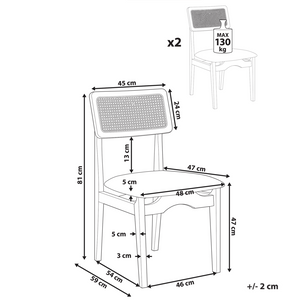 Set di 2 sedie da pranzo marrone sedute imbottite nere sedute imbottite in poliestere struttura in legno laccata