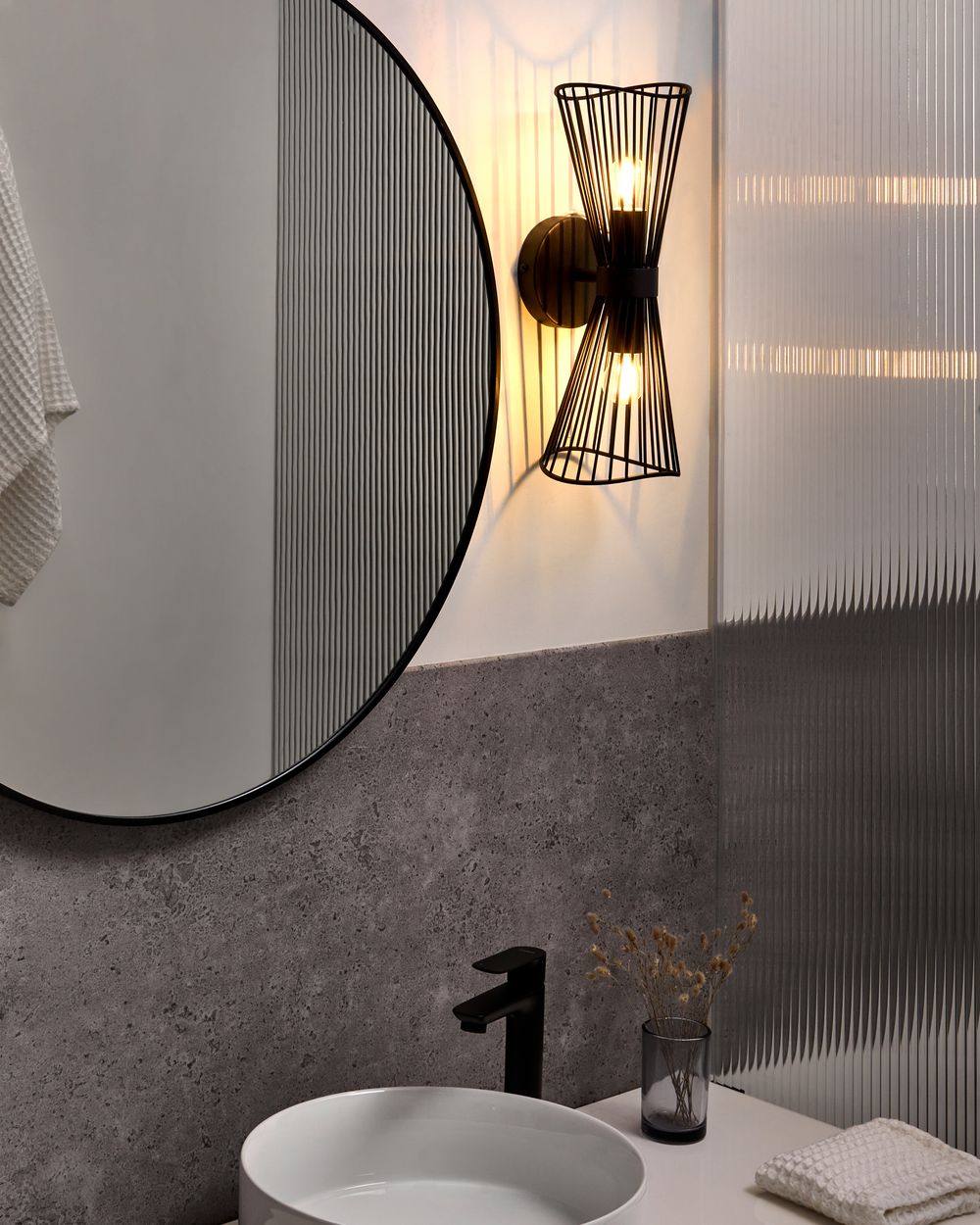 Lampada da parete nero LED in metallo in stile moderno per soggiorno