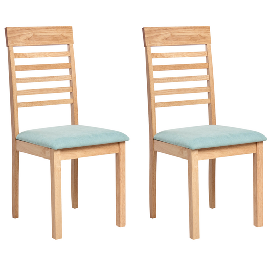 Set di 2 sedie da pranzo imbottite in legno di gomma poliestere marrone chiaro e verde menta Stile tradizionale