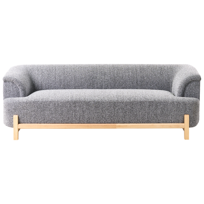 Divano a 3 posti imbottito in poliestere grigio scuro con gambe in legno Soggiorno in stile moderno