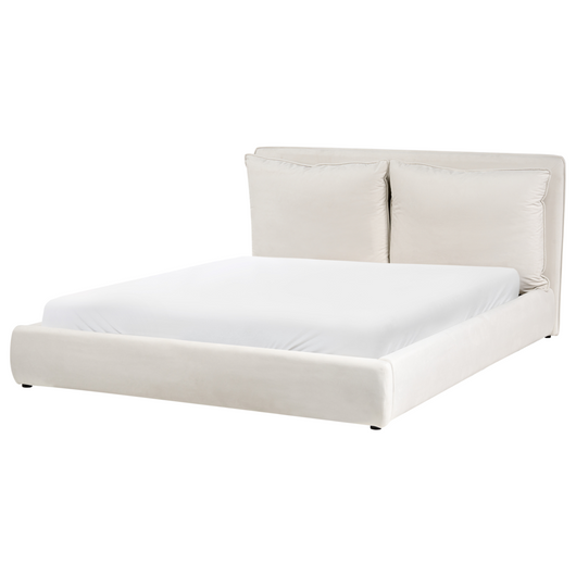 Letto matrimoniale ad acqua tessuto beige chiaro 160 x 200 cm camera da letto moderna