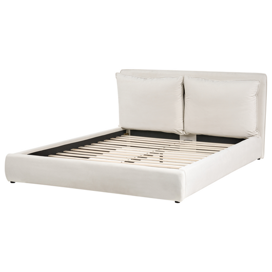 Letto matrimoniale ad acqua tessuto beige chiaro 160 x 200 cm camera da letto moderna