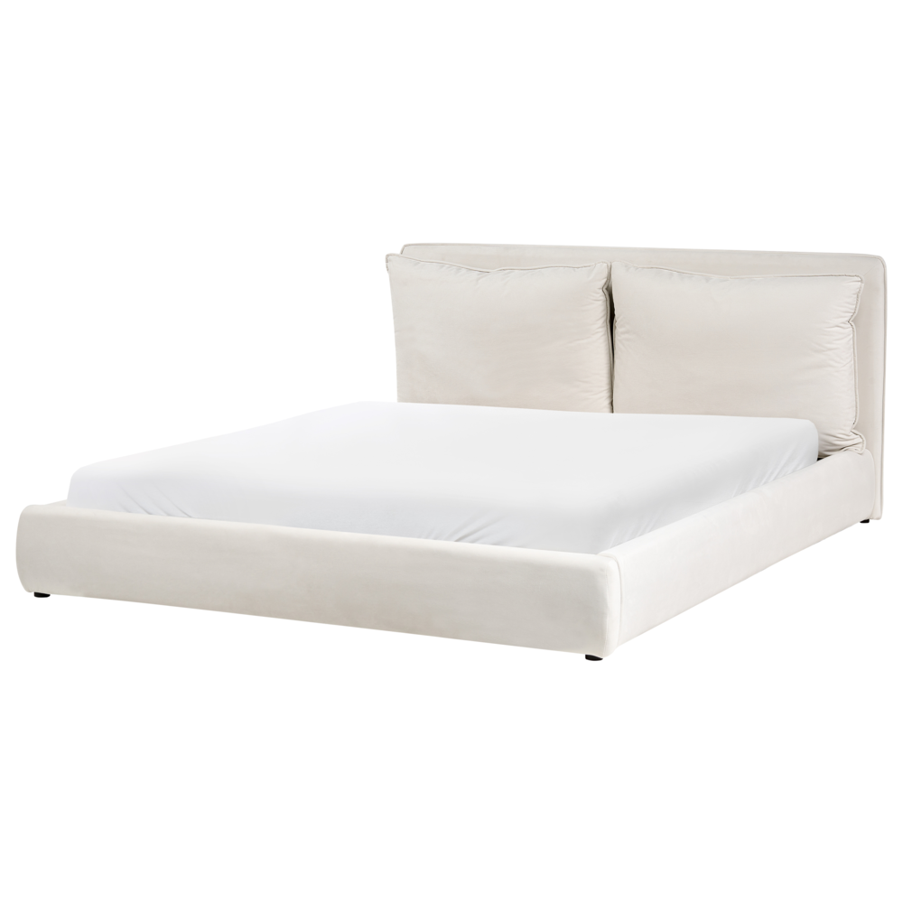 Letto matrimoniale ad acqua tessuto bouclè tortora 180 x 200 cm camera da letto moderna