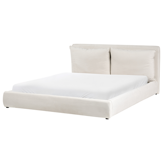 Letto matrimoniale ad acqua tessuto bouclè tortora 180 x 200 cm camera da letto moderna