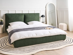 Letto matrimoniale ad acqua tessuto bouclè verde scuro 180 x 200 cm camera da letto moderna