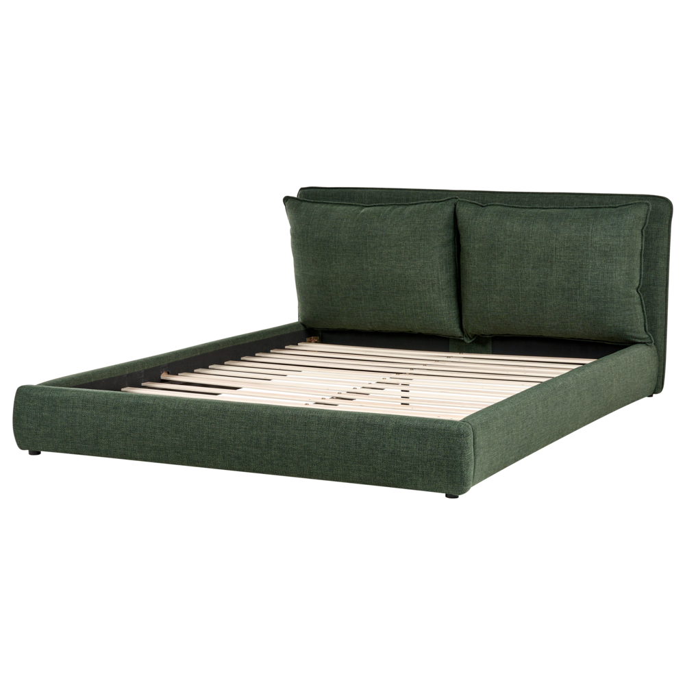 Letto matrimoniale ad acqua tessuto bouclè verde scuro 180 x 200 cm camera da letto moderna