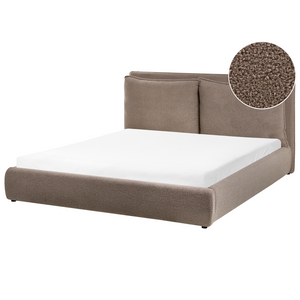 Letto matrimoniale ad acqua tessuto bouclè marrone 160 x 200 cm camera da letto moderna