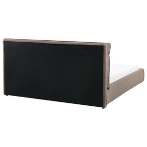 Letto matrimoniale ad acqua tessuto bouclè marrone 160 x 200 cm camera da letto moderna