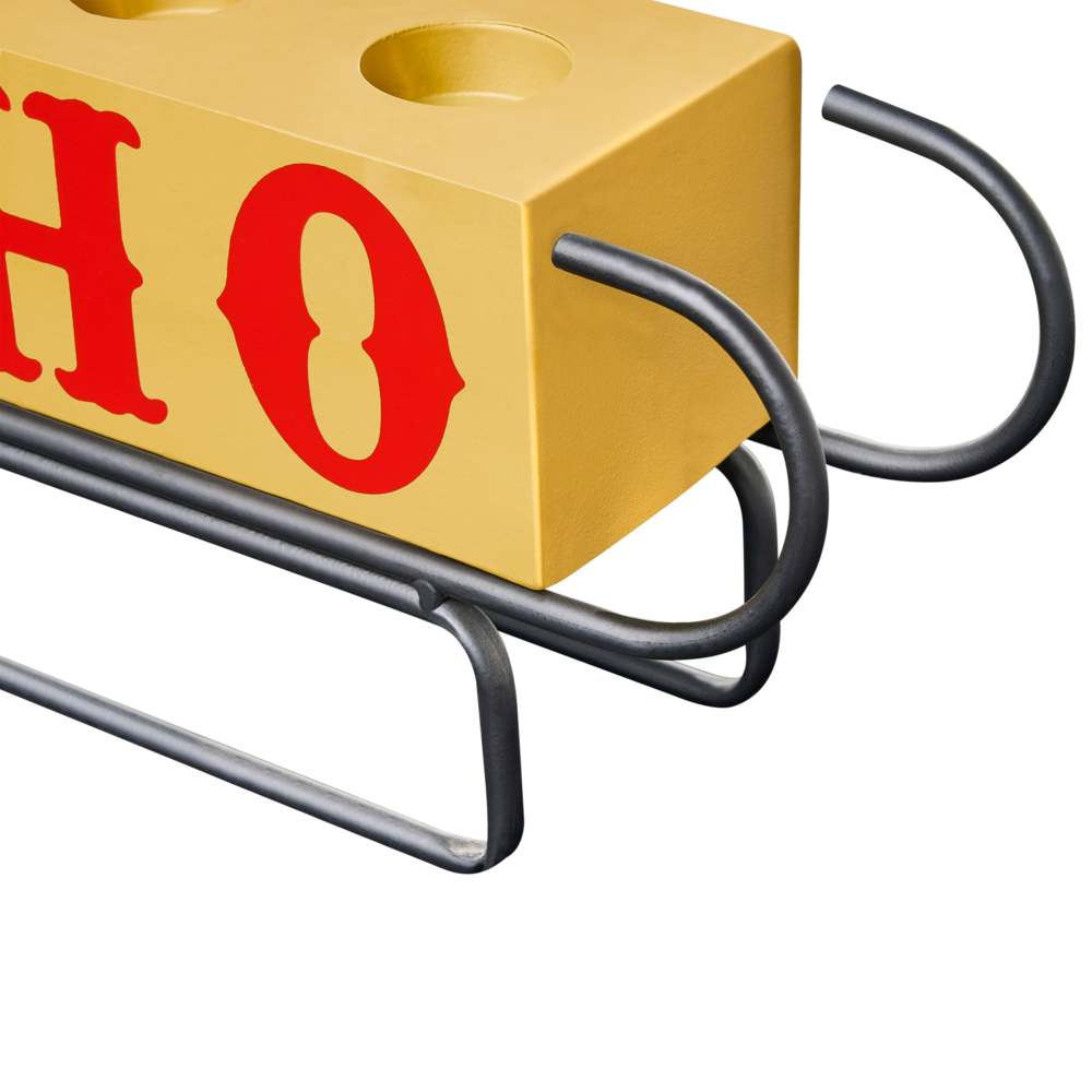 Portacandele Giallo Ferro Metallo 39 cm Moderna Decorazione Natalizia A Forma di Slitta