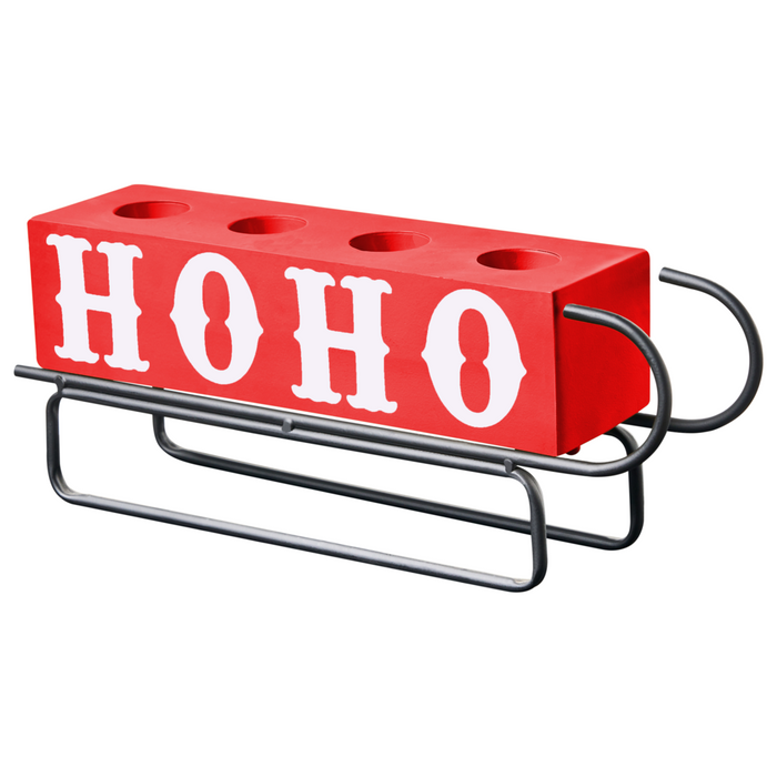 Portacandele Rosso Ferro Metallo 39 cm Moderna Decorazione Natalizia A Forma di Slitta