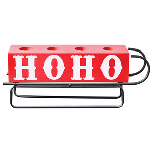 Portacandele Rosso Ferro Metallo 39 cm Moderna Decorazione Natalizia A Forma di Slitta