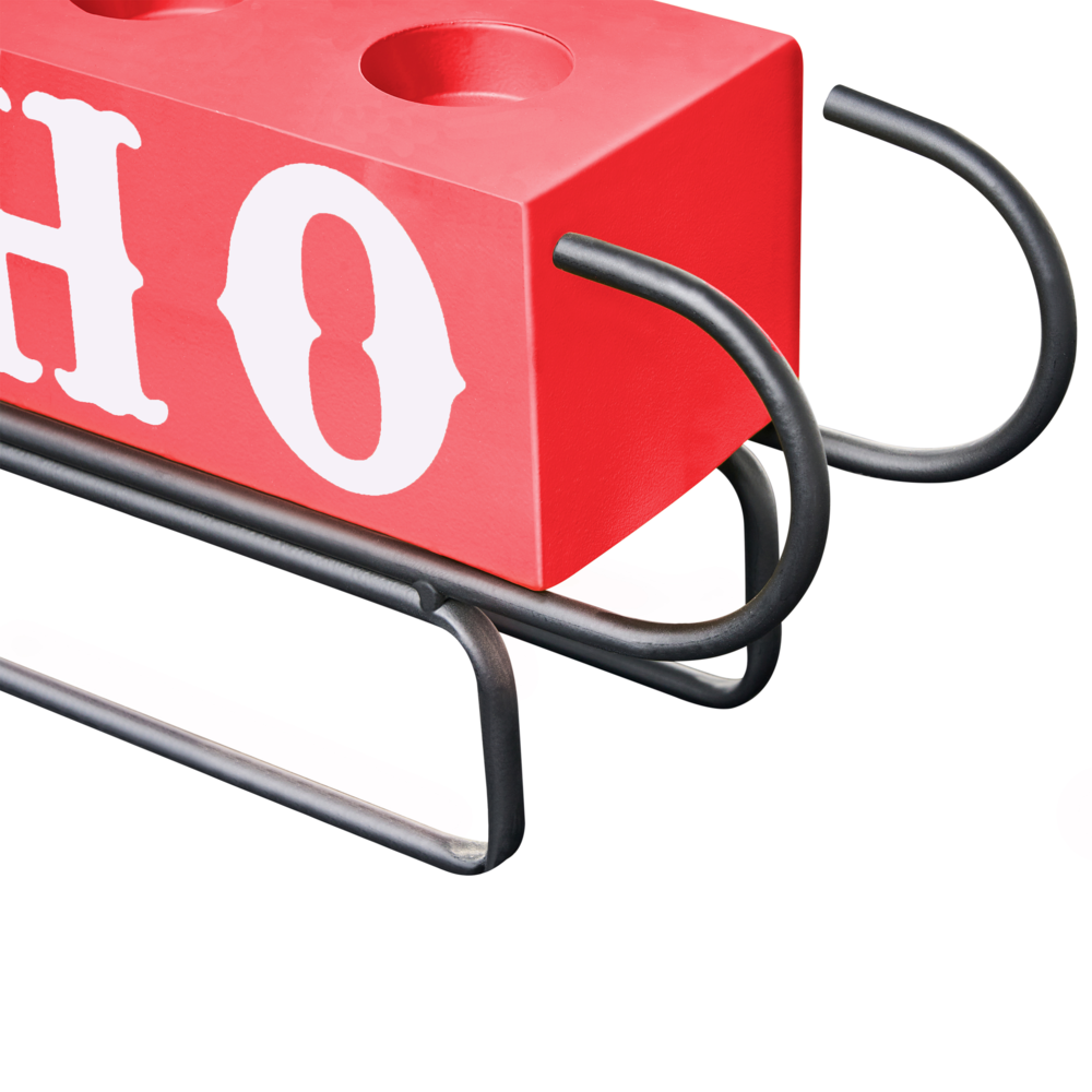 Portacandele Rosso Ferro Metallo 39 cm Moderna Decorazione Natalizia A Forma di Slitta