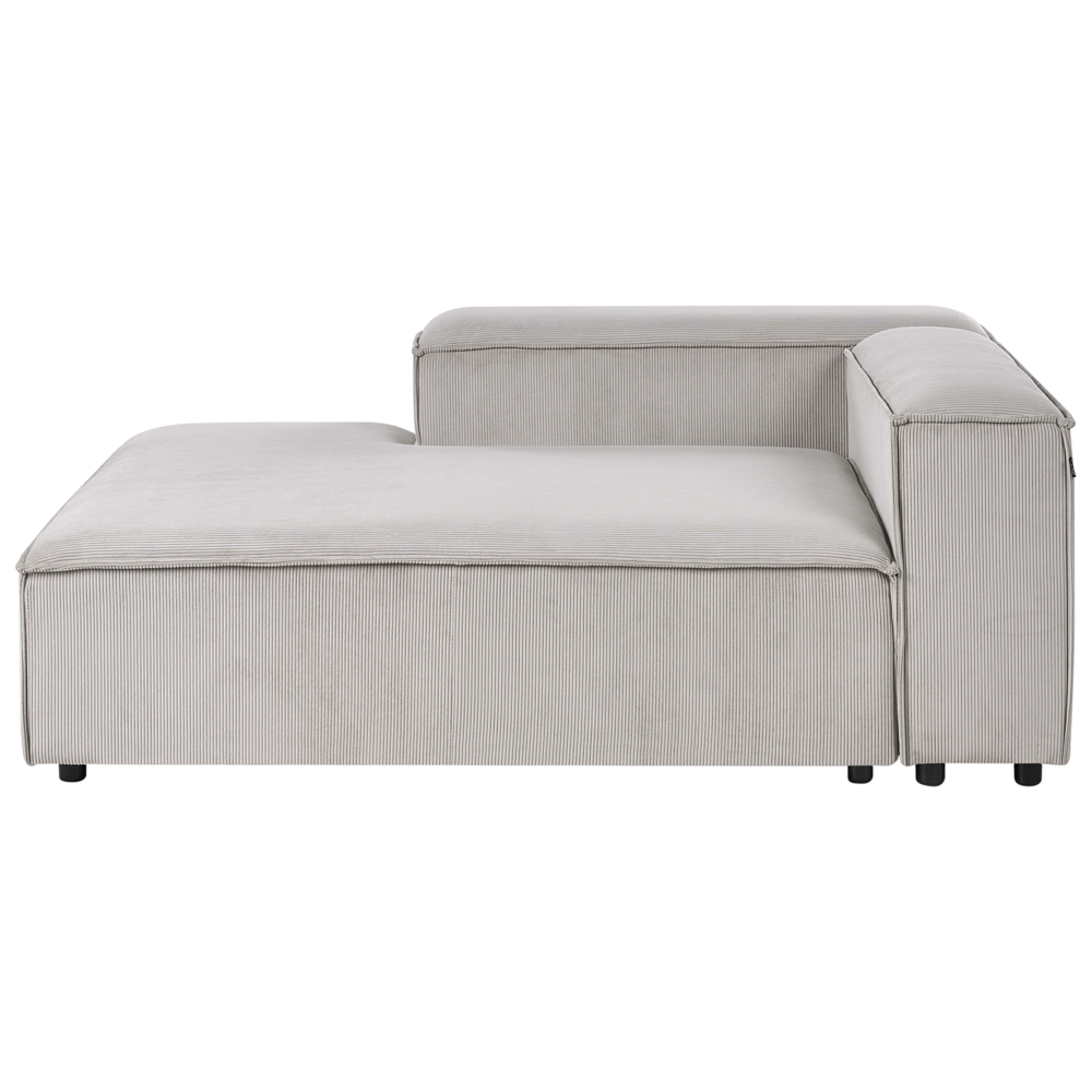 Divano componibile a 4 posti rivestito in velluto tortora con gambe nere lato destro Soggiorno moderno