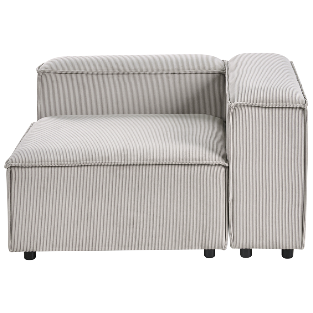 Divano componibile a 4 posti rivestito in velluto tortora con gambe nere lato destro Soggiorno moderno