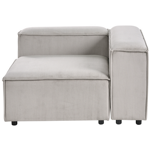 Divano componibile a 4 posti rivestito in velluto tortora con gambe nere lato destro Soggiorno moderno