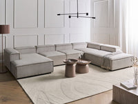 Divano componibile a 5 posti rivestito in velluto tortora con gambe nere lato sinistro Soggiorno moderno