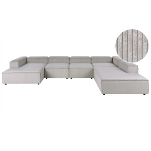 Divano componibile a 5 posti rivestito in velluto tortora con gambe nere lato sinistro Soggiorno moderno