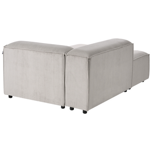 Divano componibile a 5 posti rivestito in velluto tortora con gambe nere lato sinistro Soggiorno moderno