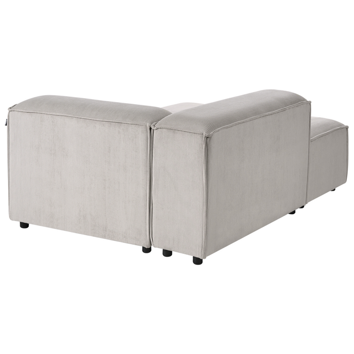 Divano componibile a 5 posti rivestito in velluto tortora con gambe nere lato sinistro Soggiorno moderno