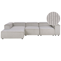 Divano componibile a 4 posti rivestito in velluto tortora con gambe nere lato destro Soggiorno moderno