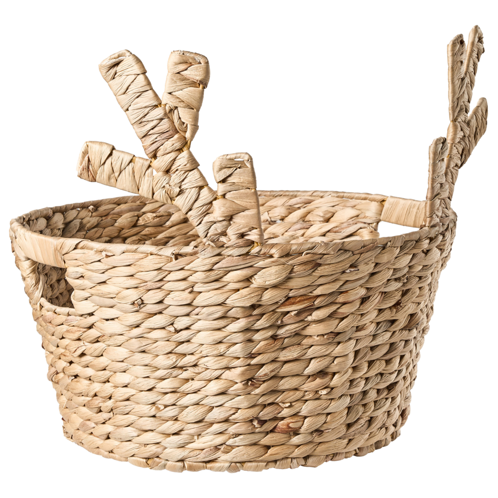 Cesto naturale di giacinto d'acqua intrecciato decorativo di Natale con orecchie di cervo Accessori