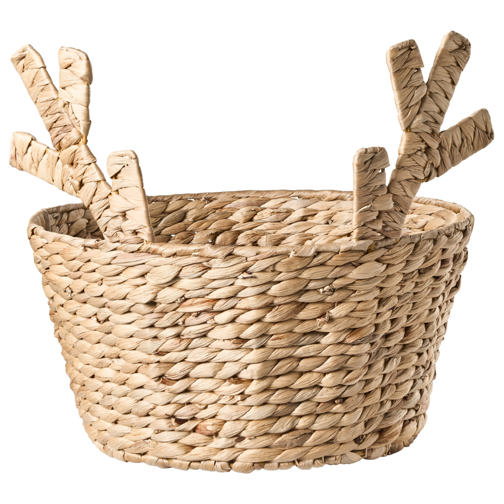Cesto naturale di giacinto d'acqua intrecciato decorativo di Natale con orecchie di cervo Accessori