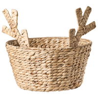 Cesto naturale di giacinto d'acqua intrecciato decorativo di Natale con orecchie di cervo Accessori