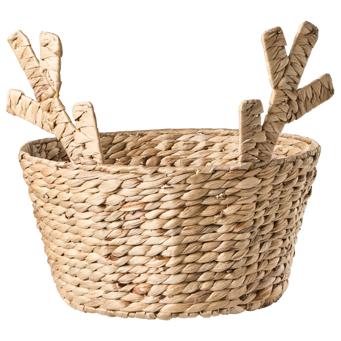 Cesto naturale di giacinto d'acqua intrecciato decorativo di Natale con orecchie di cervo Accessori