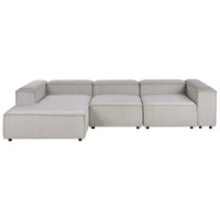 Divano componibile a 4 posti rivestito in velluto tortora con gambe nere lato destro Soggiorno moderno