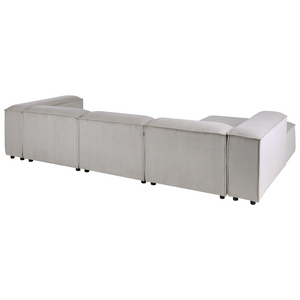 Divano componibile a 4 posti rivestito in velluto tortora con gambe nere lato destro Soggiorno moderno