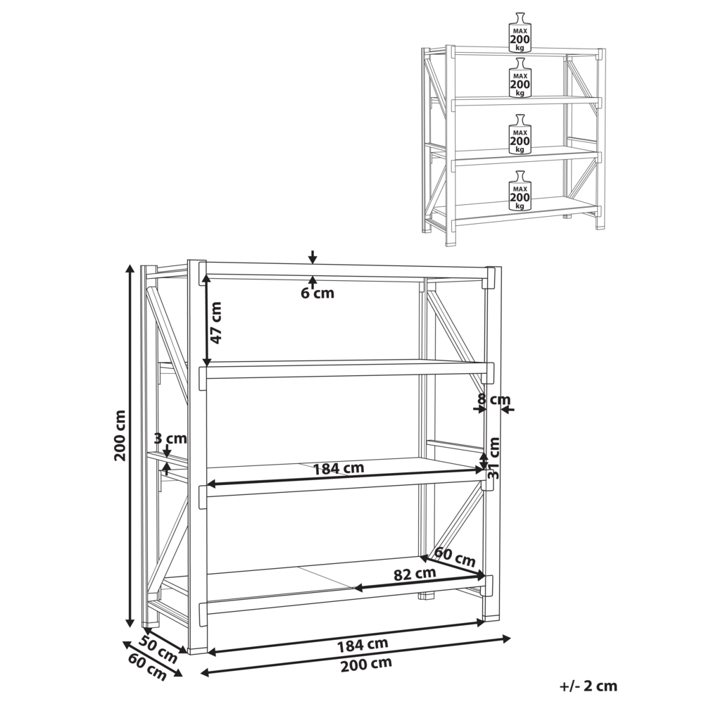 Scaffale moderno in metallo per esterni 4 ripiani nero 200 cm giardino garage