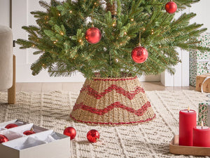 Collare per albero di Natale in alghe marine ⌀ 43 cm Accessori rotondi fatti a mano legno chiaro