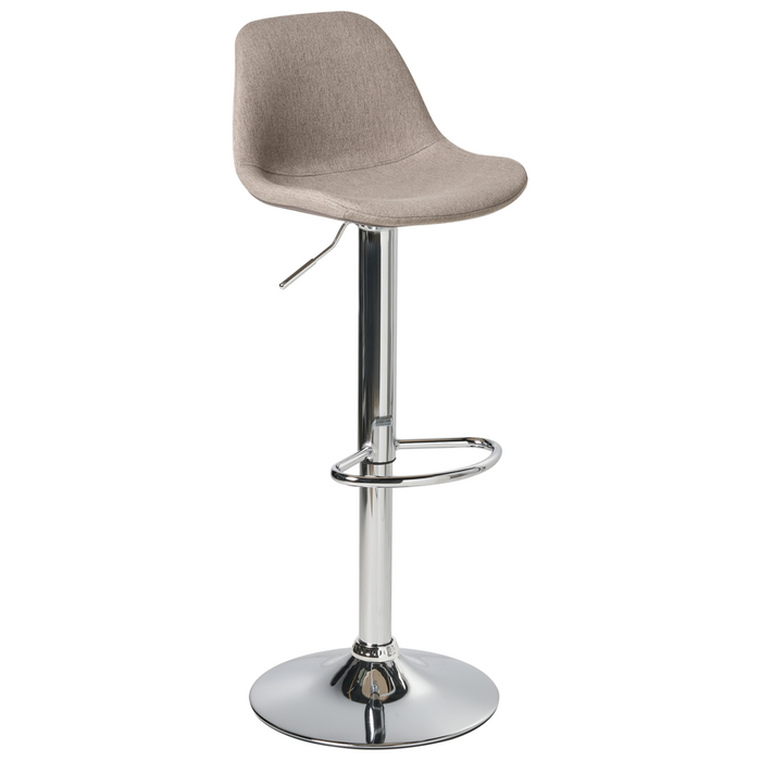 Set di 2 sgabelli da bar girevoli in tessuto tortora con seduta imbottita stile moderno