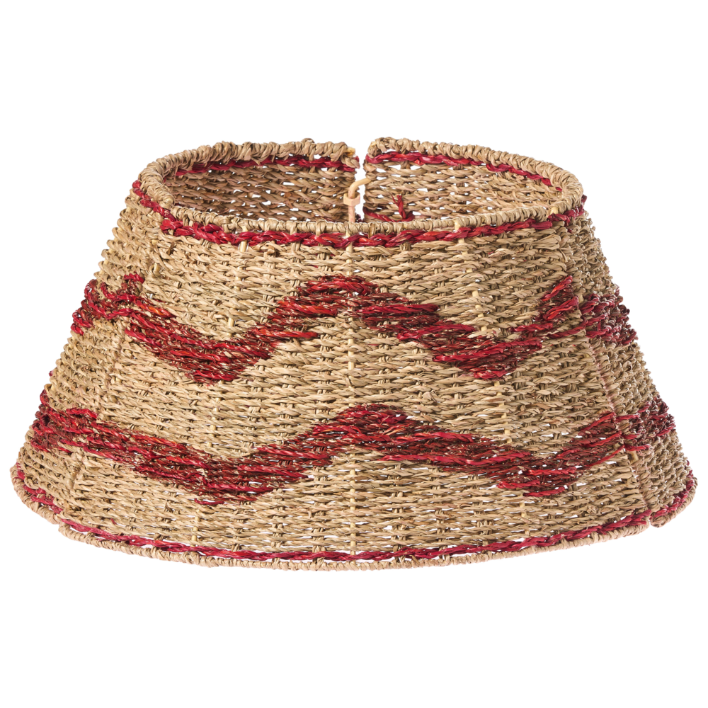 Collare per albero di Natale in alghe marine ⌀ 51 cm Accessori rotondi fatti a mano Rosso e naturale